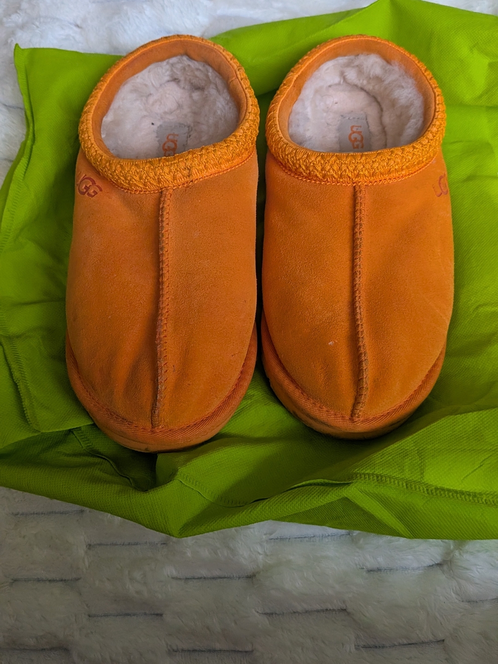 UGG Orange Suede Shearling Lined Slip-On Footies